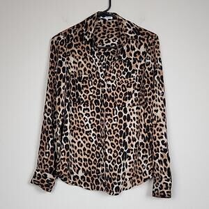 Express $60 XS Leopard Cheetah Long Sleeve Button Blouse